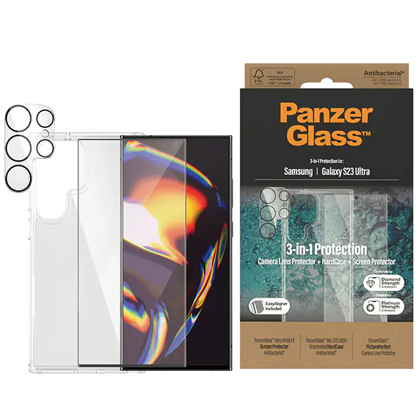 PanzerGlass Bundle 3in1 Sam S23 Ultra S918 Hardcase + Screen Protector + Camera Lens 0435+7317