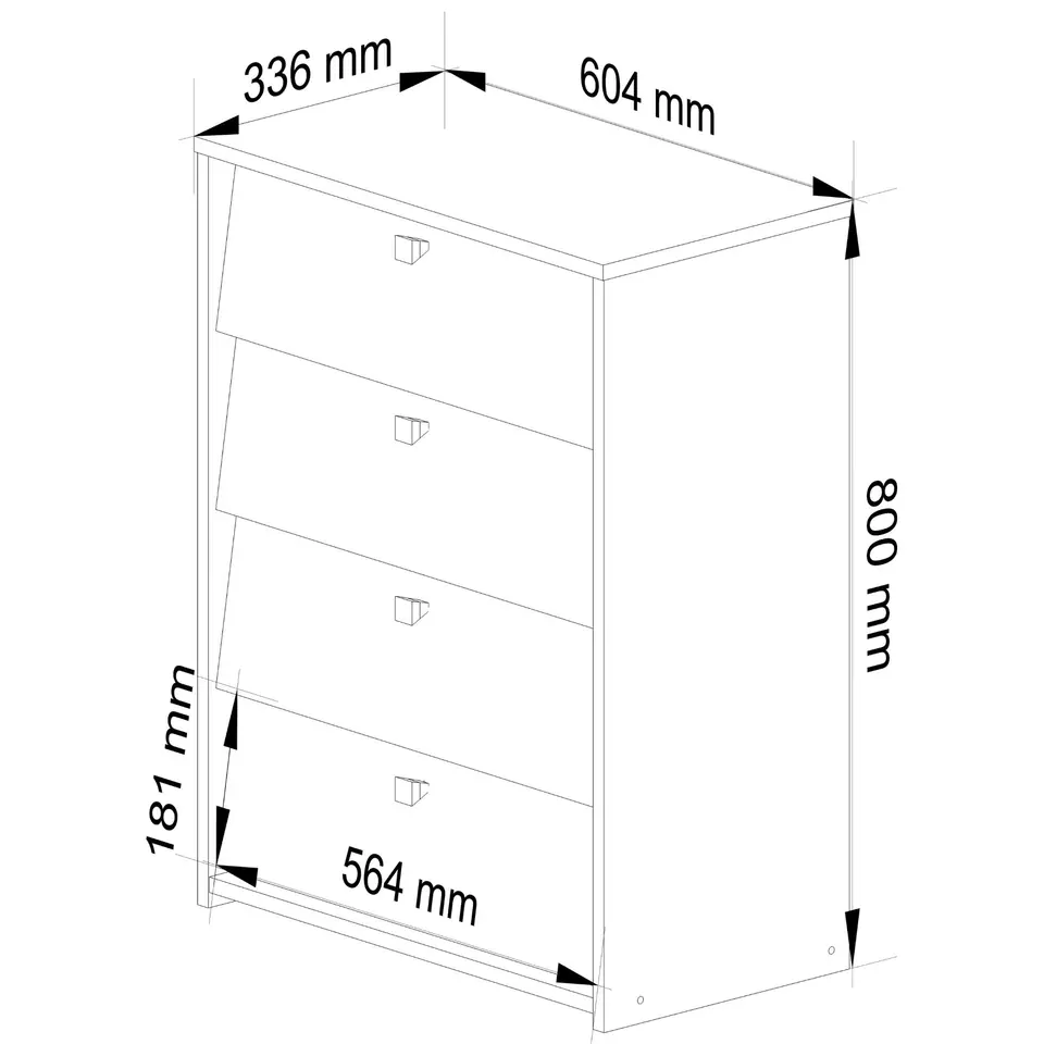 Szafka na buty 4 uchylne drzwiczki 60 cm - olcha