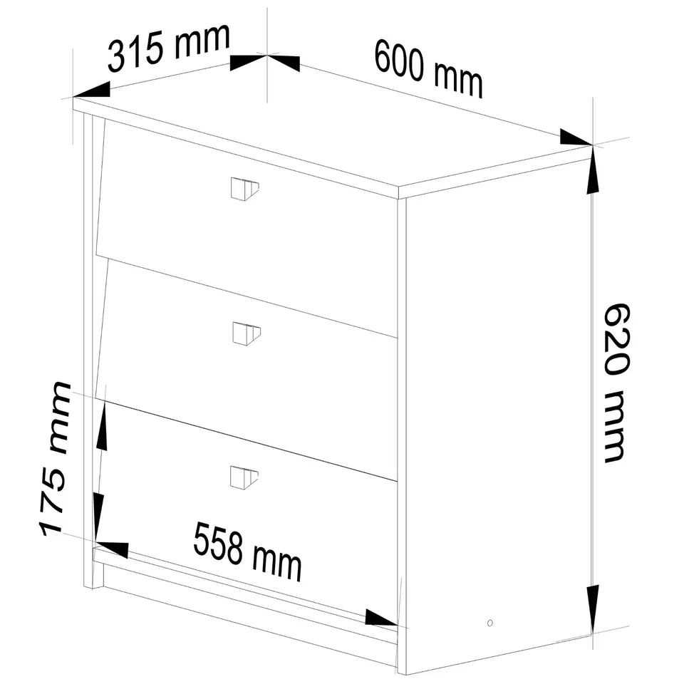 Szafka na buty MINI 3 uchylne drzwiczki 60 cm - biała