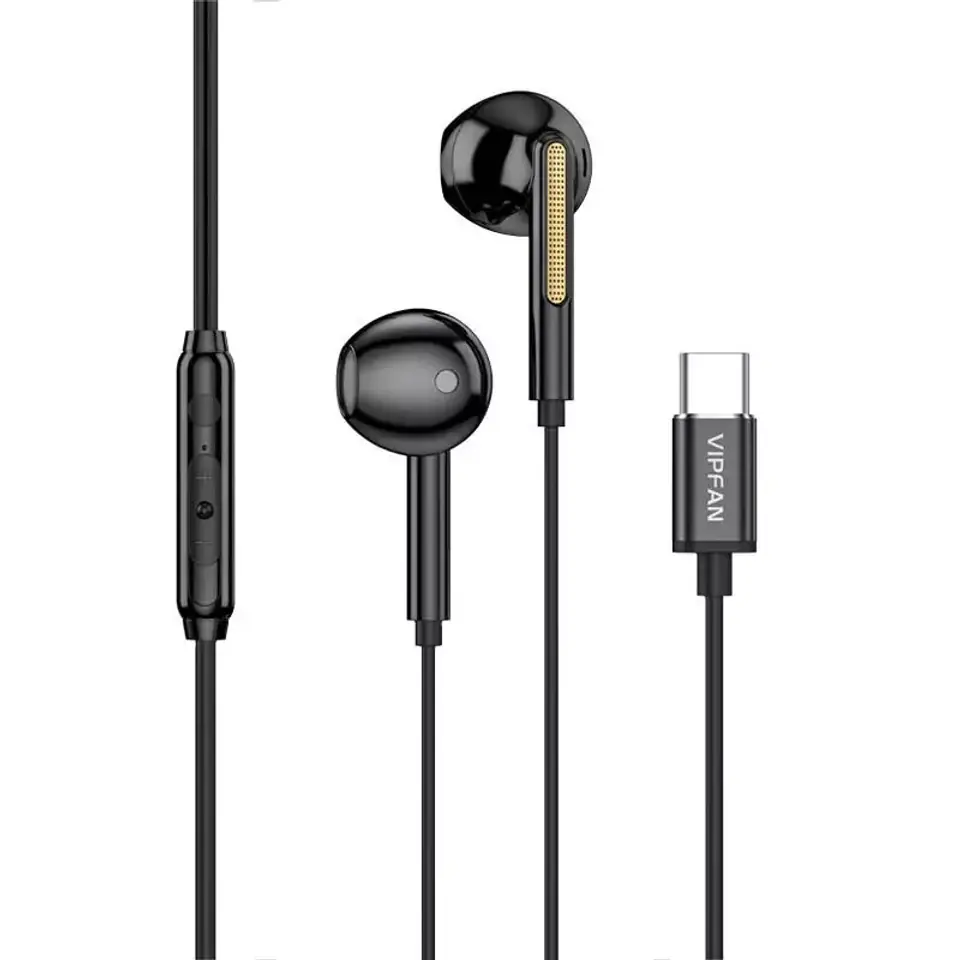 Vipfan M11 wired earbuds USB C black Wasserman.eu