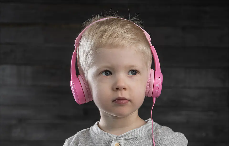 Słuchawki przewodowe dla dzieci BuddyPhones Travel (różowe)