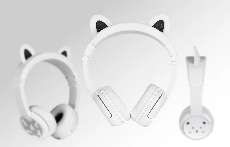 Słuchawki bezprzewodowe dla dzieci BuddyPhones Play Ears Plus panda (białe)