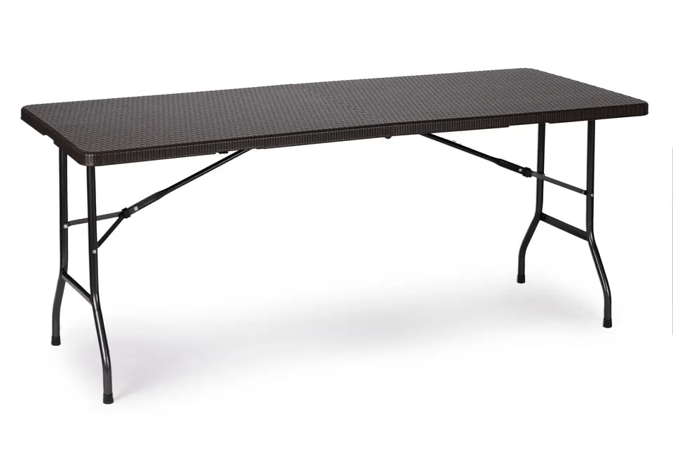 Zestaw cateringowy stół bankietowy 180 cm 2 ławki ratan brąz ModernHome