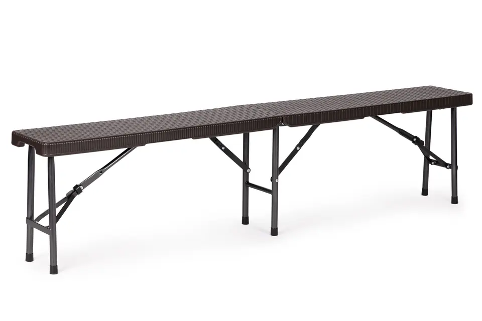 Zestaw cateringowy stół bankietowy 180 cm 2 ławki ratan brąz ModernHome