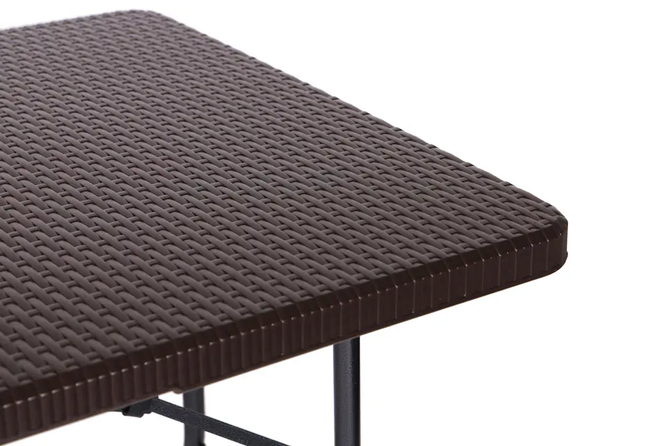 Zestaw cateringowy stół bankietowy 180 cm 2 ławki ratan brąz ModernHome