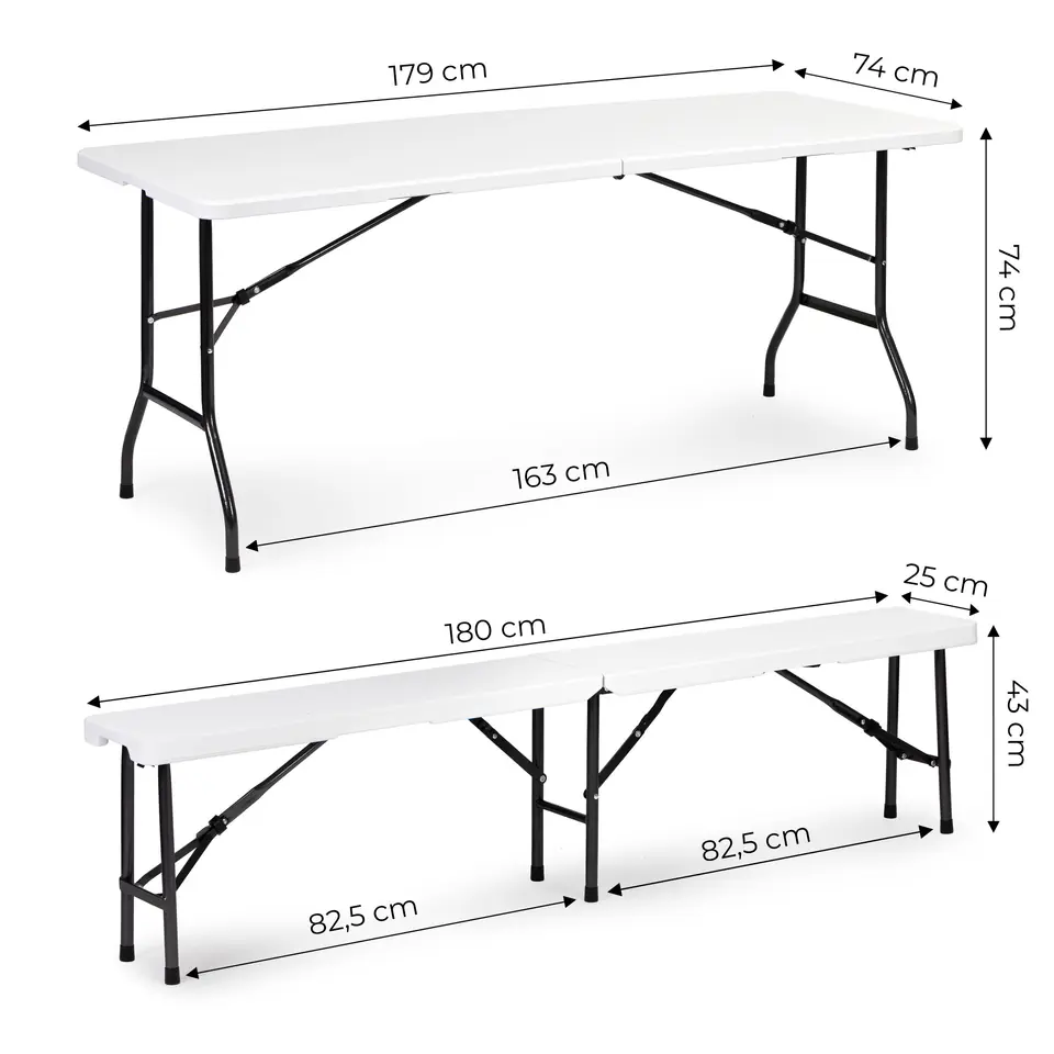 Zestaw cateringowy stół bankietowy 180cm 2 ławki biały ModernHome