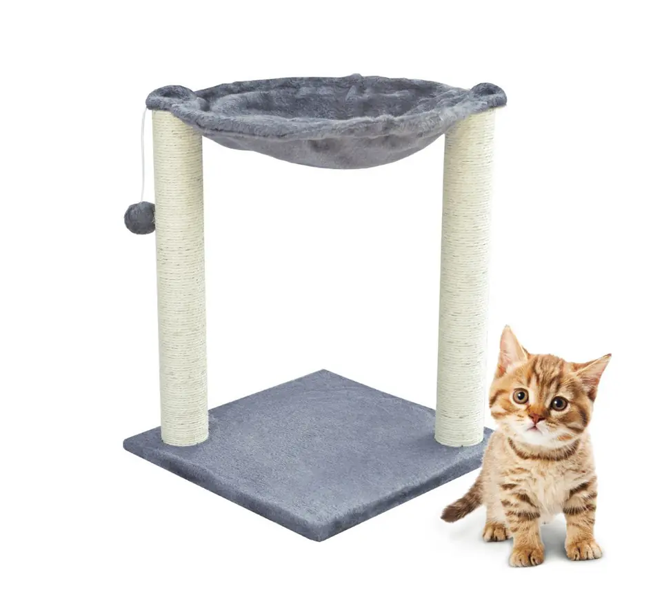 STANDING HAMMOCK SCRATCHING POST CAT BED LIGHT GREY Wasserman.eu