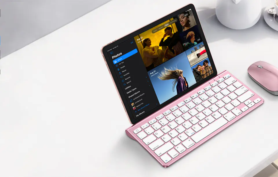 Bezprzewodowa klawiatura do iPad z uchwytem na tablet KB088 Omoton (różowa)