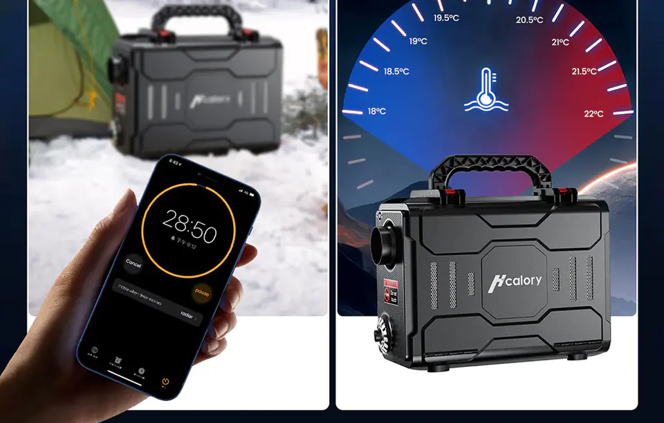 Ogrzewanie postojowe / nagrzewnica HCALORY HC-A01, Diesel, 5 kW, Bluetooth (czarne)