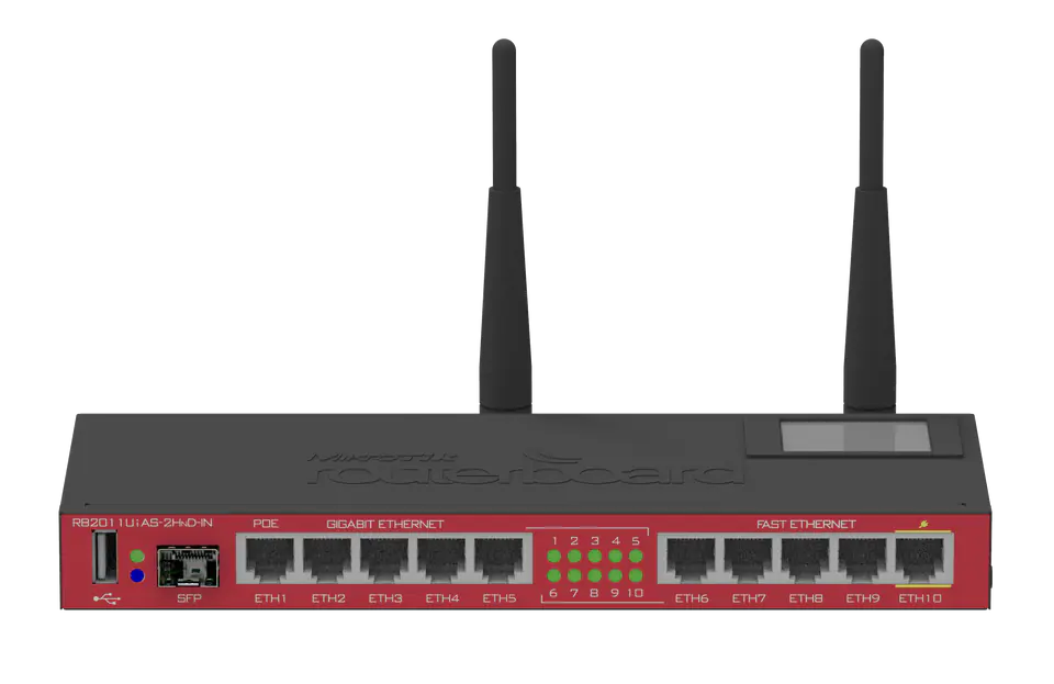 Mikrotik RB2011UIAS-2HND-IN wireless router Gigabit Ethernet Single-band (2.4 GHz) Black, Bordeaux