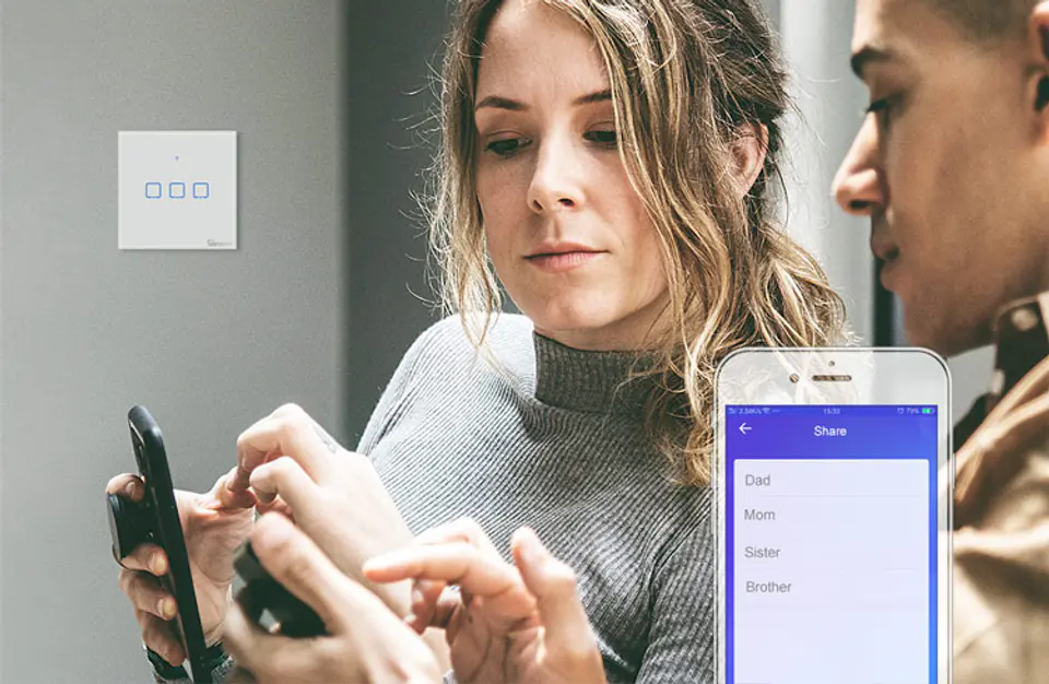 Dotykowy włącznik światła WiFi Sonoff T0 EU TX (1-kanałowy)