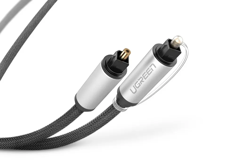 UGREEN AV108 Kabel optyczny Toslink Audio, aluminiowy z oplotem, 1.5m (szary)