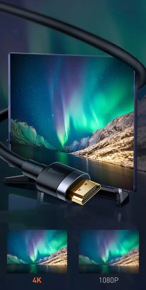 Kabel HDMI 2.0 Baseus Cafule, 4K, 3D, 1m (czarno-szary)