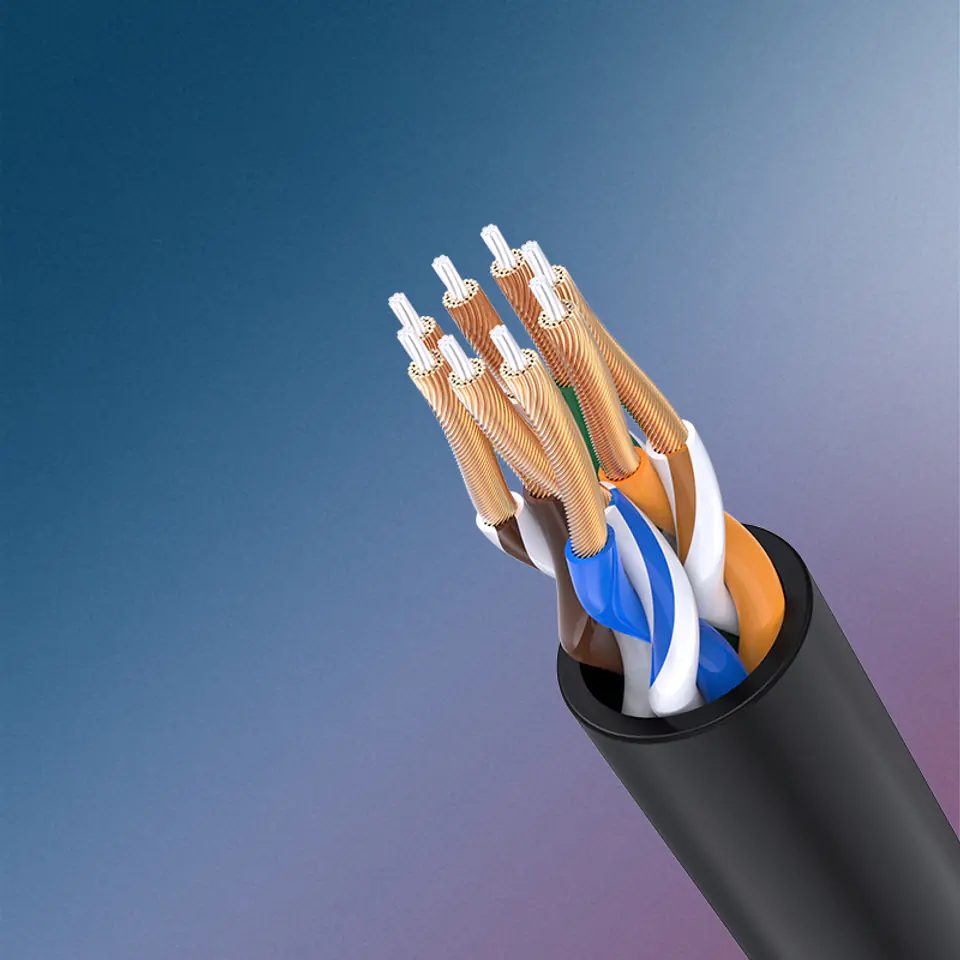 Kabel sieciowy UGREEN NW122 Ethernet RJ45, Cat.6A, UTP, 0.5m (czarny)