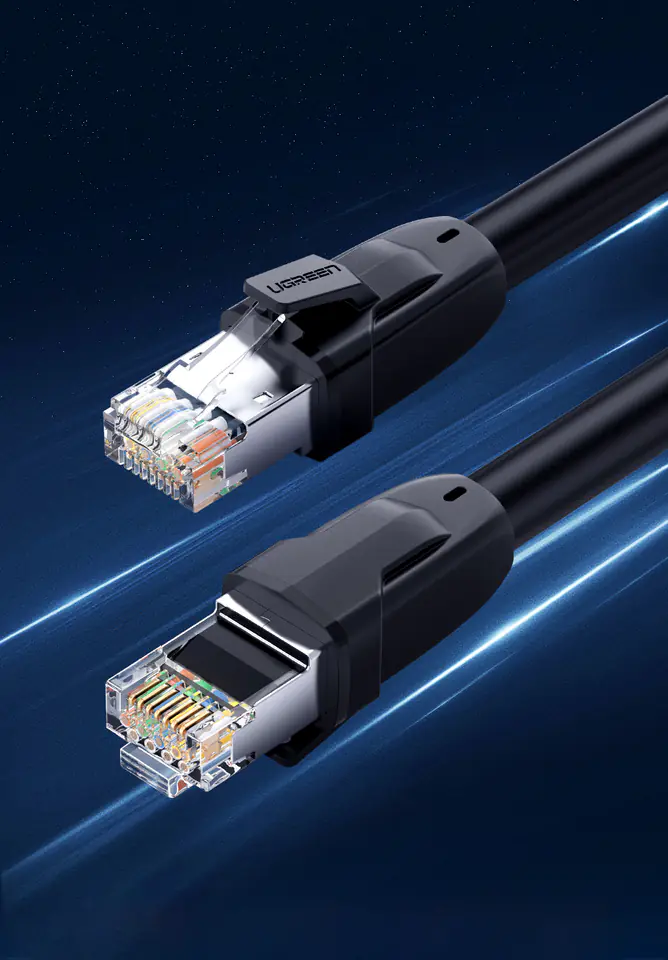 Kabel sieciowy UGREEN 	NW121 Ethernet RJ45, Cat.8, S/FTP, 1m (czarny)