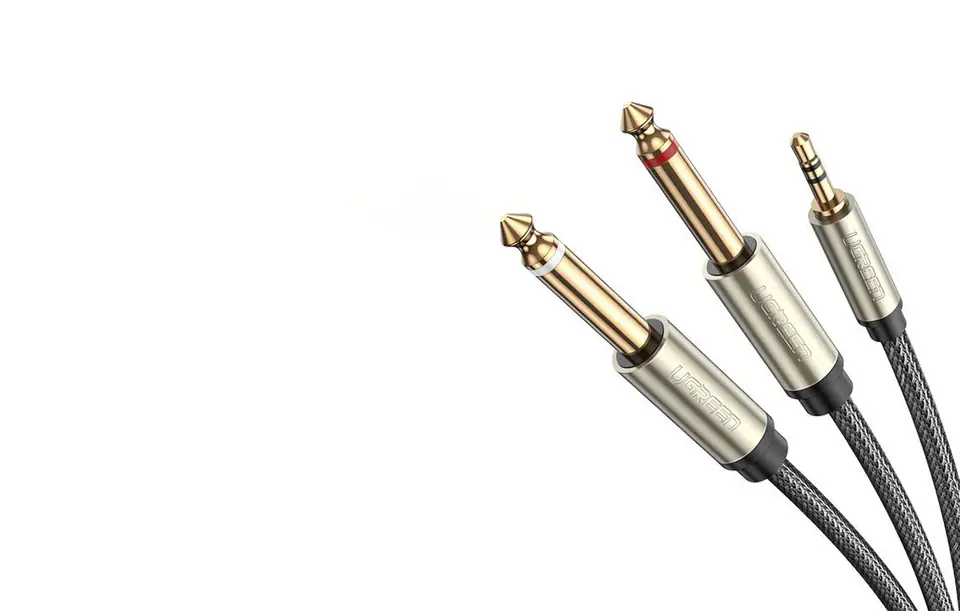 UGREEN AV126 Kabel TRS 3.5 mm do 2x TS 6.35 mm - 3m (szary)