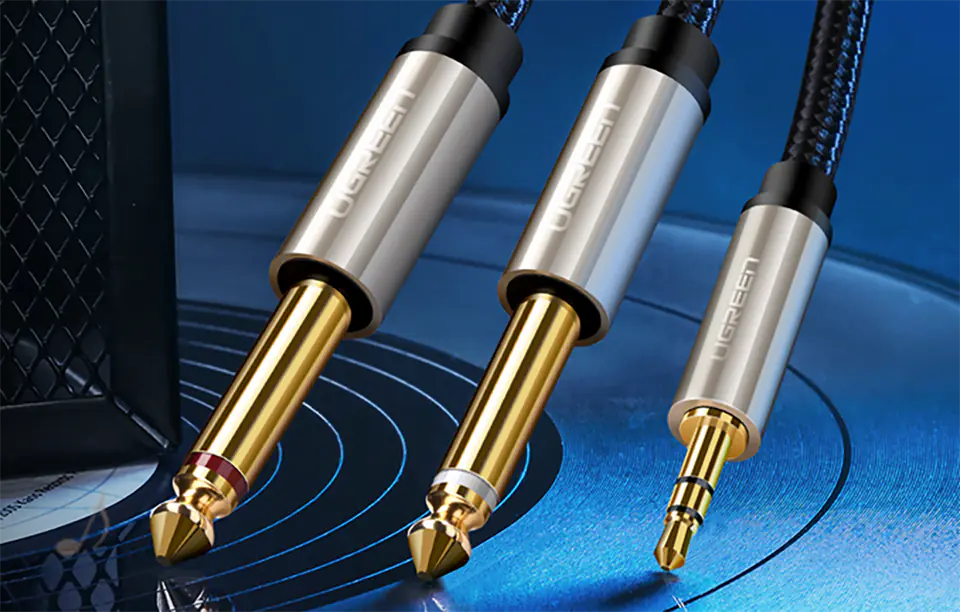 UGREEN AV126 Kabel TRS 3.5 mm do 2x TS 6.35 mm - 3m (szary)