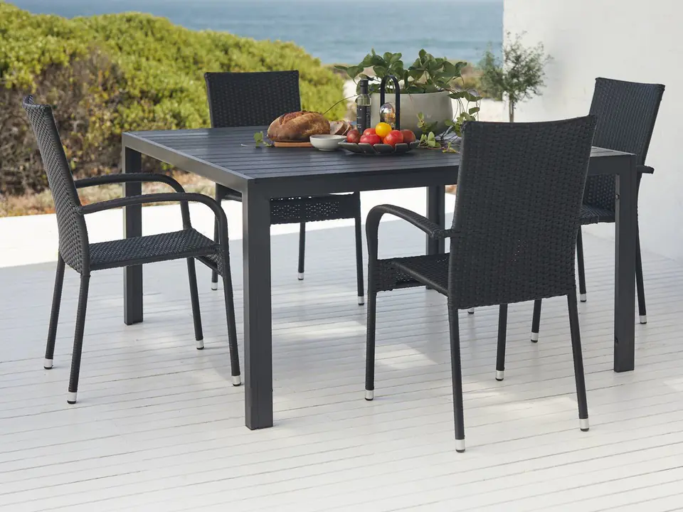 Jysk stacking outdoor chair GUDHJEM black Wasserman.eu