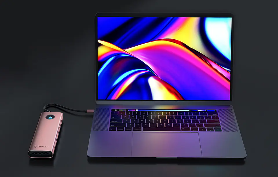 Stacja dokująca HUB 10w1 Orico USB-C, HDMI, 3xUSB, SD/TF, Audio (różowe złoto)