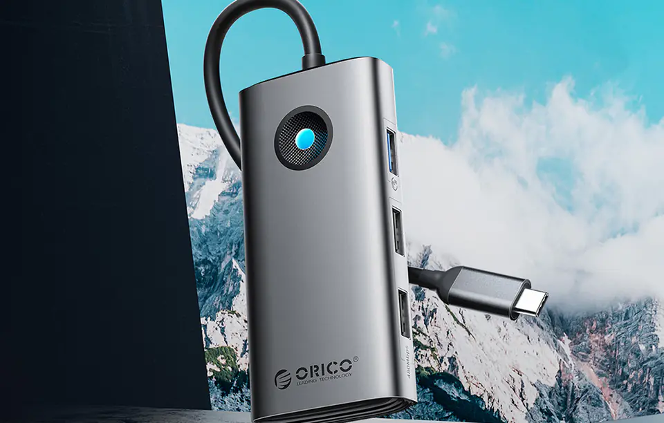 Stacja dokująca HUB 5w1 Orico USB-C, HDMI, 2xUSB (szara)