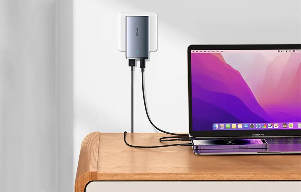 Ładowarka sieciowa Baseus GaN5, 65W, 1xport USB-C, 1XUSB-A