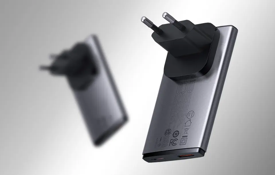 Ładowarka sieciowa Baseus GaN5, 65W, 1xport USB-C, 1XUSB-A