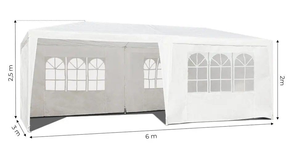 Namiot pawilon ogrodowy handlowy 3x6 m 6 ścianek biały MultiGarden