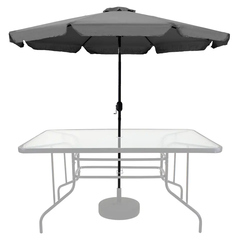 Parasol ogrodowy duży 3 m skośny łamany z korbą szary MultiGarden