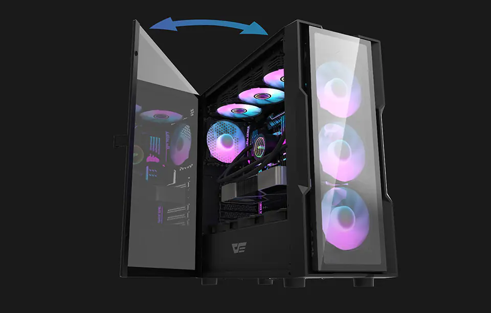 Obudowa komputerowa Darkflash DK431 Glass (czarna) + 4 wentylatory RGB