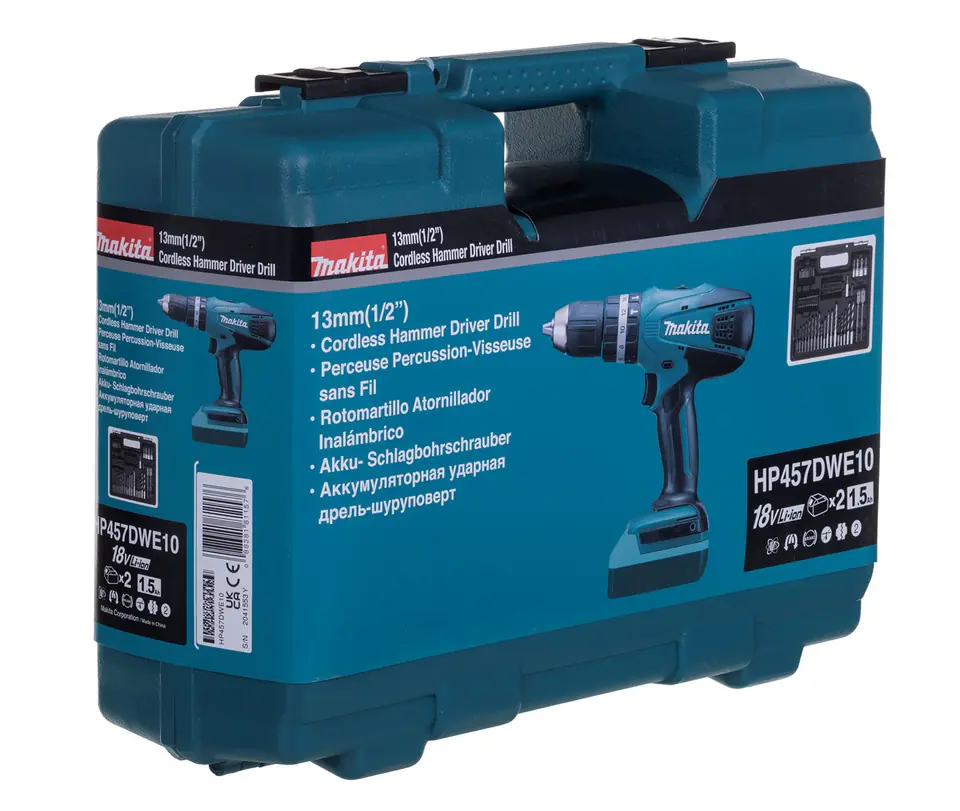 Makita HP457DWE10 drill 1.7 kg Black Blue Wasserman.eu