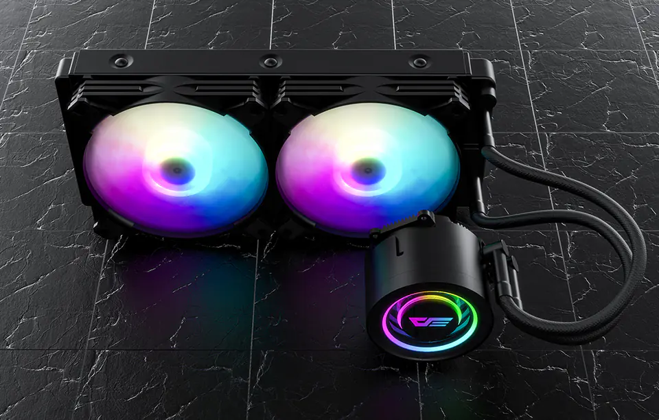 Chłodzenie wodne komputera AiO Darkflash DX240 RGB 2x 120x120 (czarne)