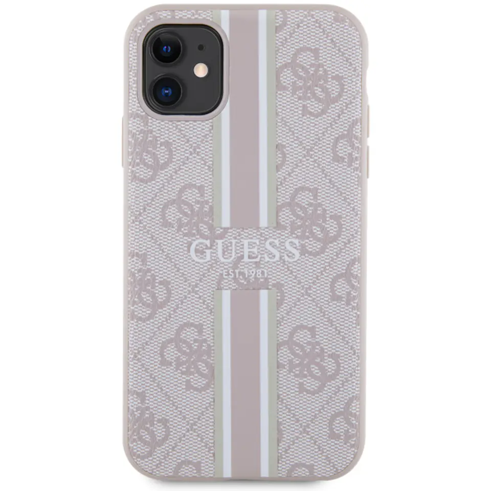 Guess GUHMN61P4RPSP iPhone 11 / Xrróżowy/pink hardcase 4G Printed Stripes MagSafe