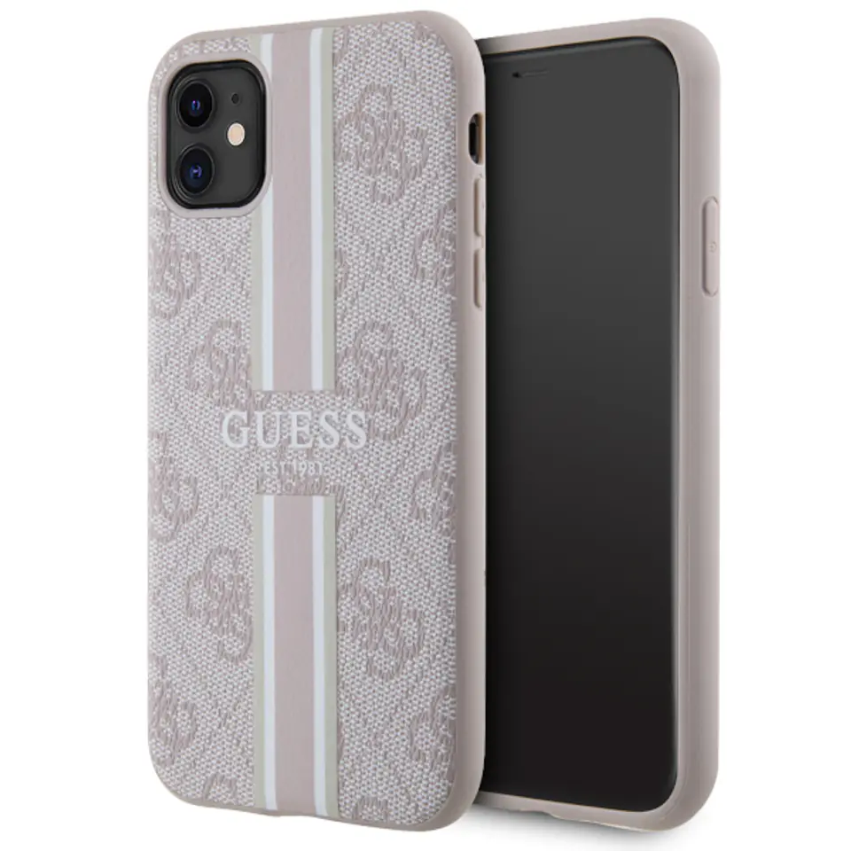 Guess GUHMN61P4RPSP iPhone 11 / Xrróżowy/pink hardcase 4G Printed Stripes MagSafe