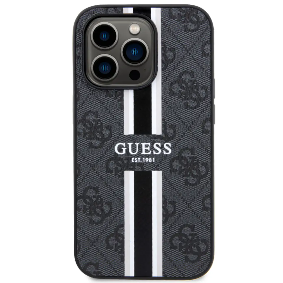 Guess GUHMP15XP4RPSK iPhone 15 Pro Max 6.7" czarny/black hardcase 4G Printed Stripes MagSafe