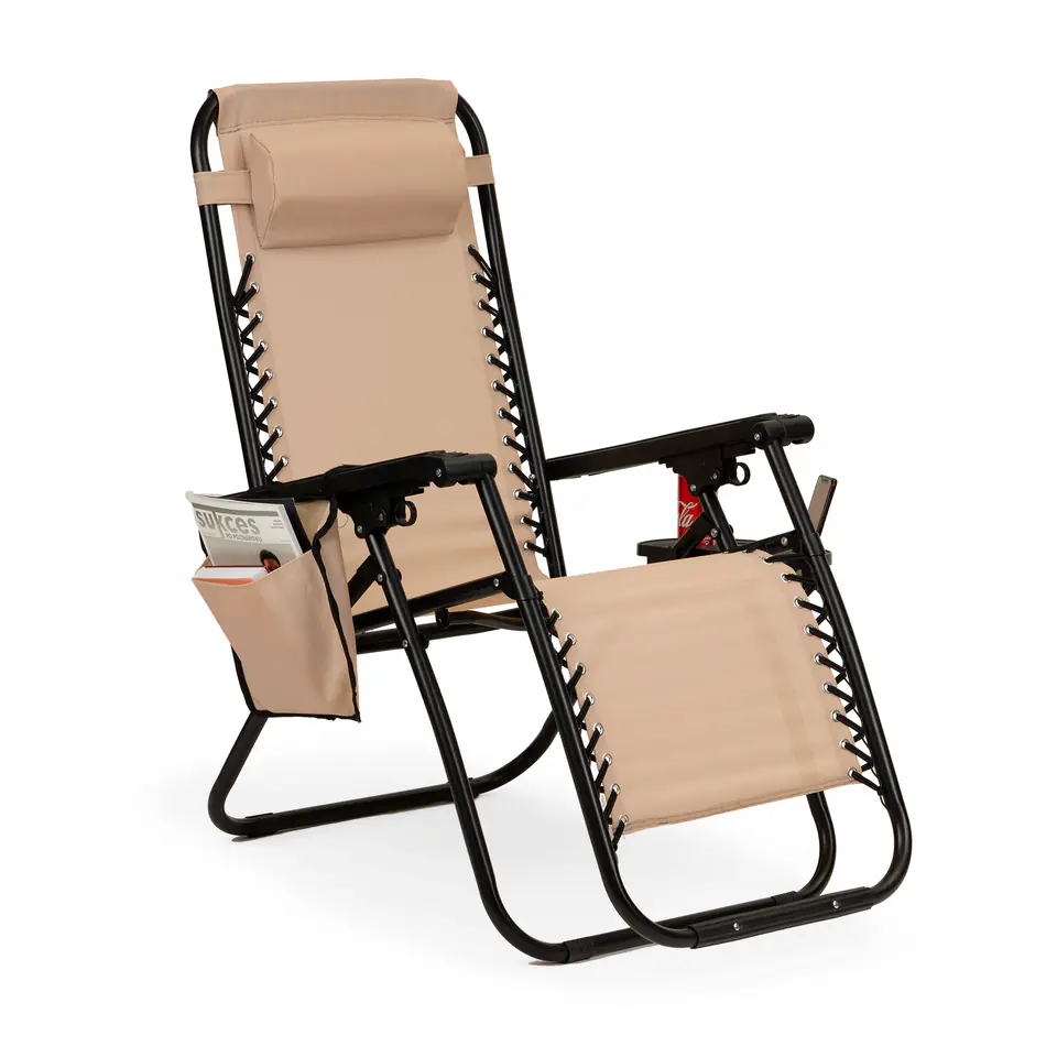 Leżak fotel ogrodowy zero gravity regulowany beżowy