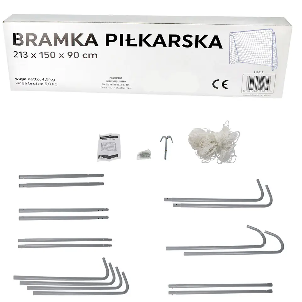 DUŻA METALOWA BRAMKA PIŁKARSKA 213x150x90 SIATKA