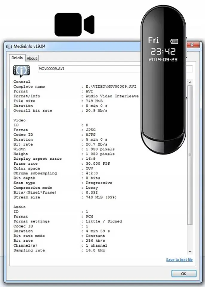 Mini kamera szpiegowska V8 dyktafon 64GB Full HD LCD