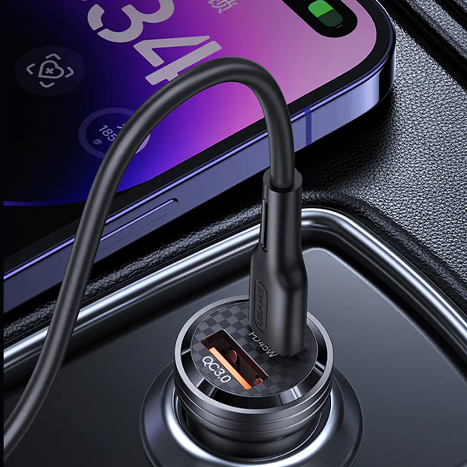 USAMS Ład. sam. C35 USB+USB-C 45W Fast Charge fioletowy/purple CC175CC02 (US-CC175)