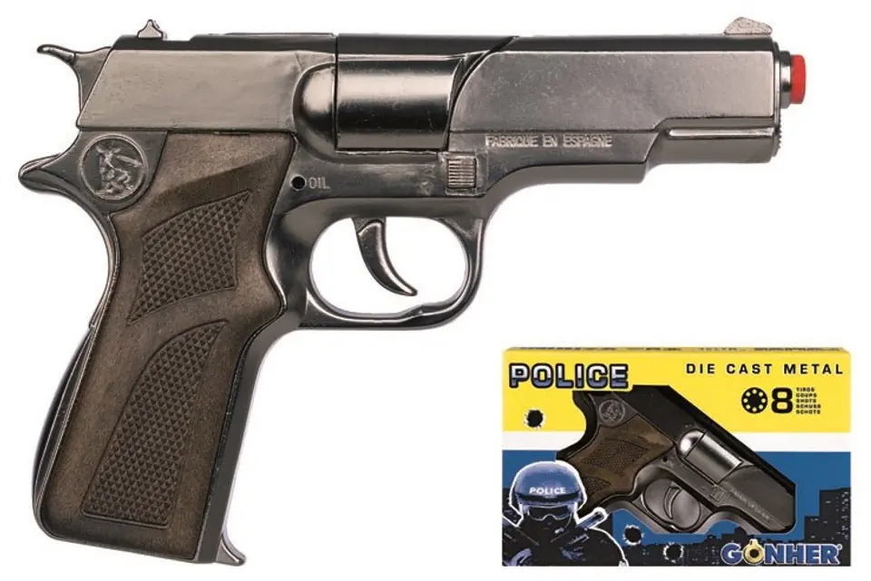 Pistolet police métal enfant 8 coups - Révolver Gonher 125