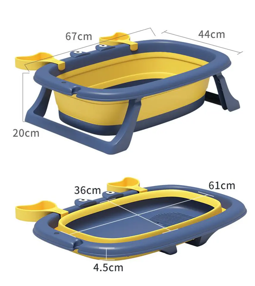 DUŻA WANIENKA WANNA DZIECI SKŁADANA TURYSTYCZNA SILIKON NIEBIESKO-ŻÓŁTA