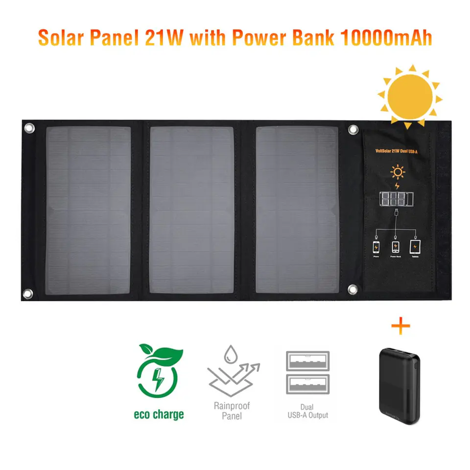 4smarts Panel słoneczny VoltSolar 21W + powerbank 10000mAh Black 540531