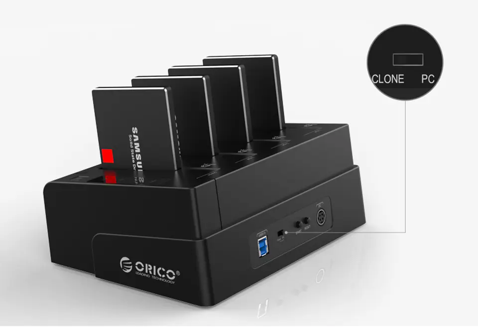 Stacja dokująca Orico do dysków HDD/SSD, 2,5''/3,5'', USB 3.0, SATA z funkcją klonowania (czarna)