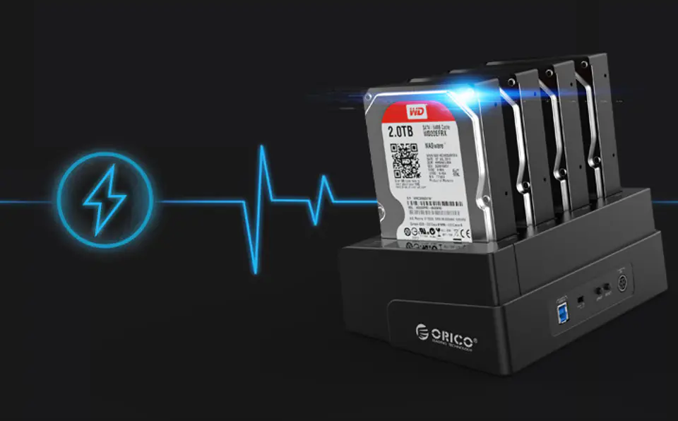 Stacja dokująca Orico do dysków HDD/SSD, 2,5''/3,5'', USB 3.0, SATA z funkcją klonowania (czarna)