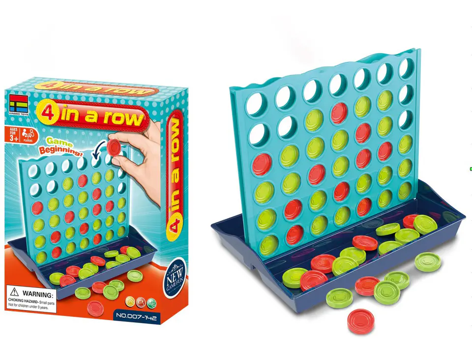 Logiczna Gra Umysłowa Planszowa 4 In A Row, 4 w Rzędzie, Plansza + Żetony
