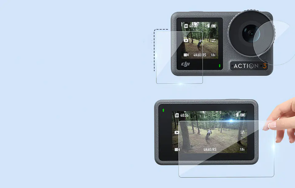 Szkło hartowane TELESIN na obiektyw i ekran do DJI Osmo Action 3