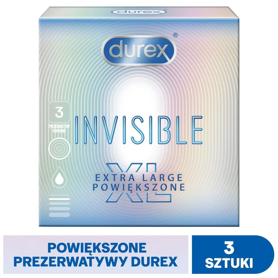 Durex Invisible Extra Large XL - Condoms, 3 pcs