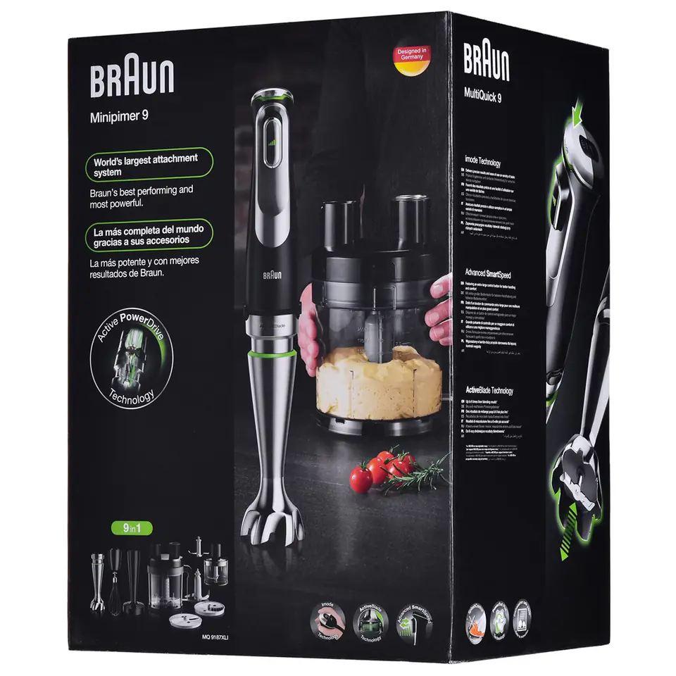 Braun MultiQuick 9 MQ 9125 XS 0.35 L Immersion blender 1200 W Black,  Stainless steel