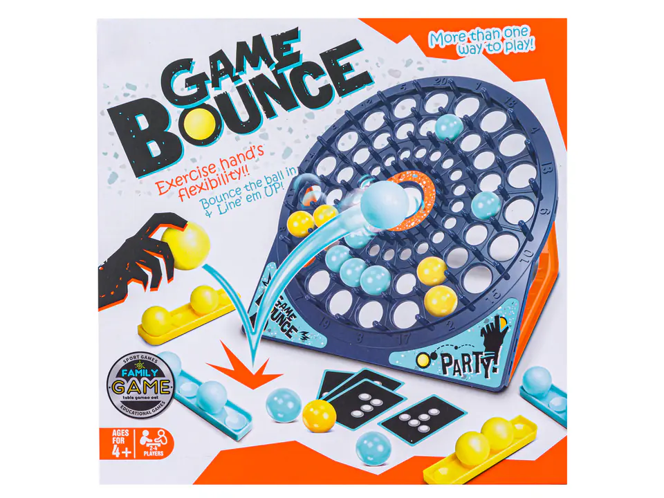 Rodzinna Gra Zręcznościowa BOUNCE GAME, Układanka, Tarcza, Karty, Piłeczki