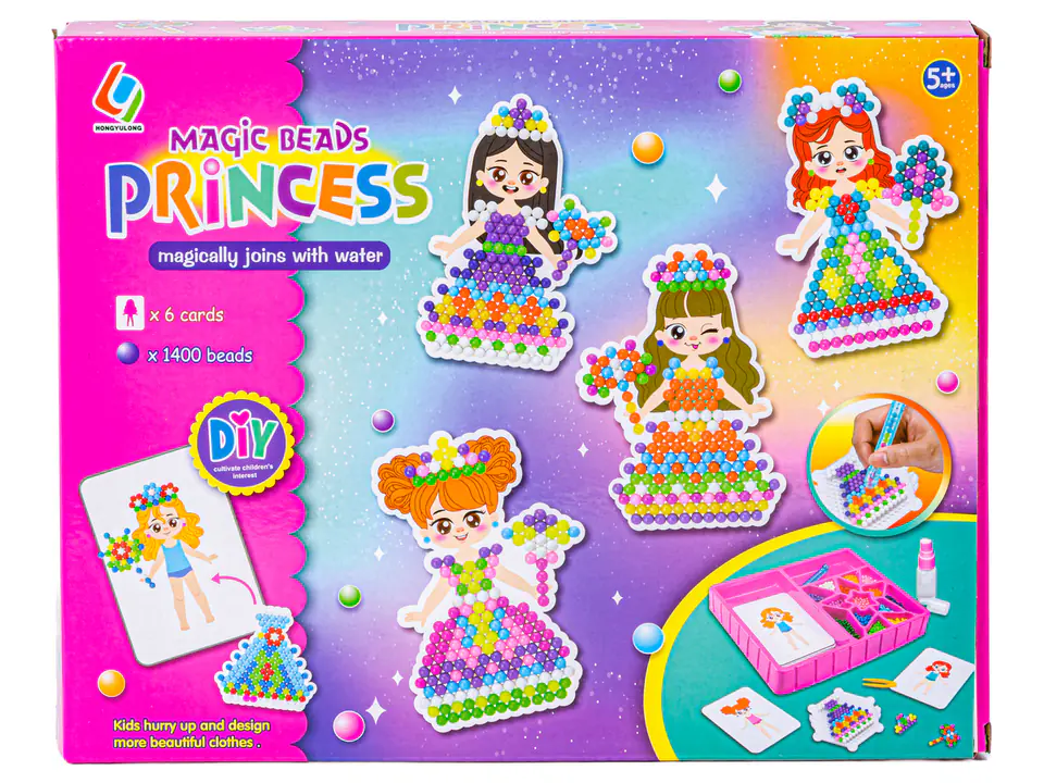 Koraliki Wodne KSIĘŻNICZKI Ubieranki, Karty, Akcesoria, 1400 Koralików