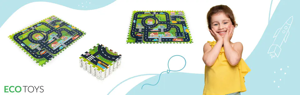 Mata piankowa dla dzieci puzzle miasto ulice drogi IPLAY